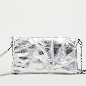 Zara Metallic Silver Rocker crossbody bag